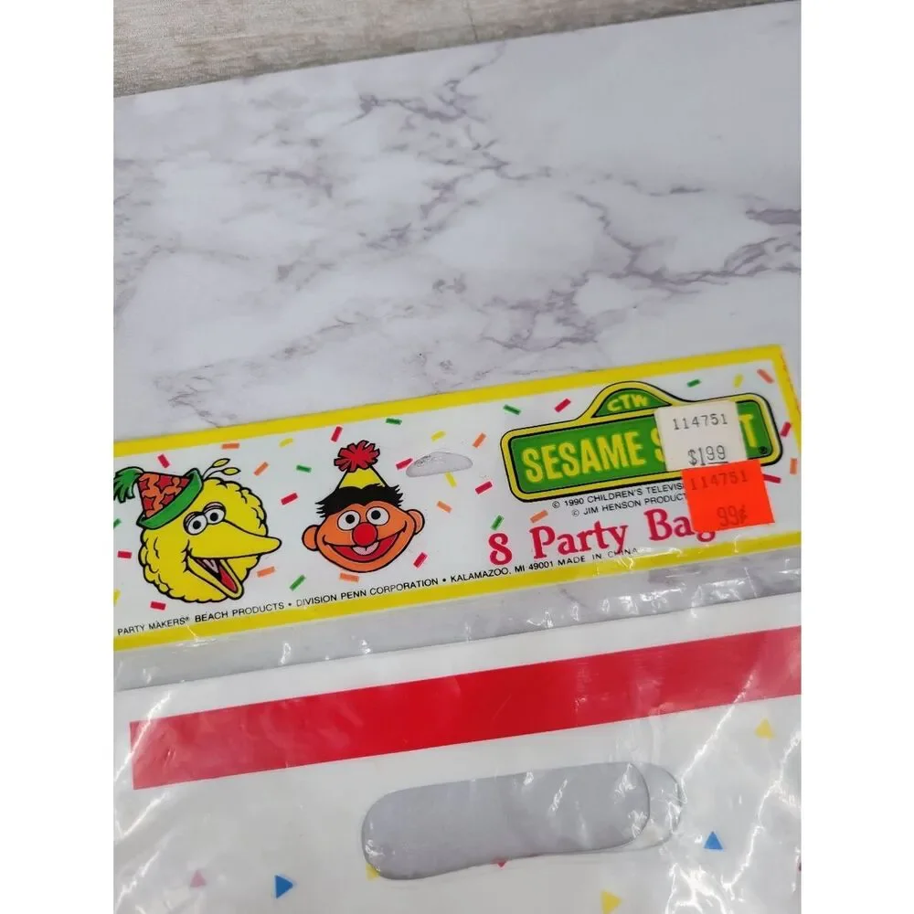 Sesame Street Happy Birthday Party Favor Treat Bags - White, Red, Yellow, Blue